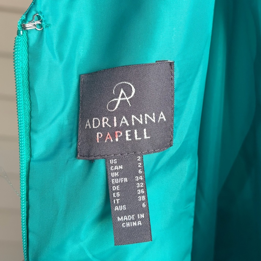 🆕✨ Adrianna Papell Emerald Fit&Flare Satin Midi Cocktail Dress Size 2,12 Gown - Picture 14 of 17